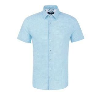 Stone Rose Blue Flip Flop Print Short Sleeve Shirt